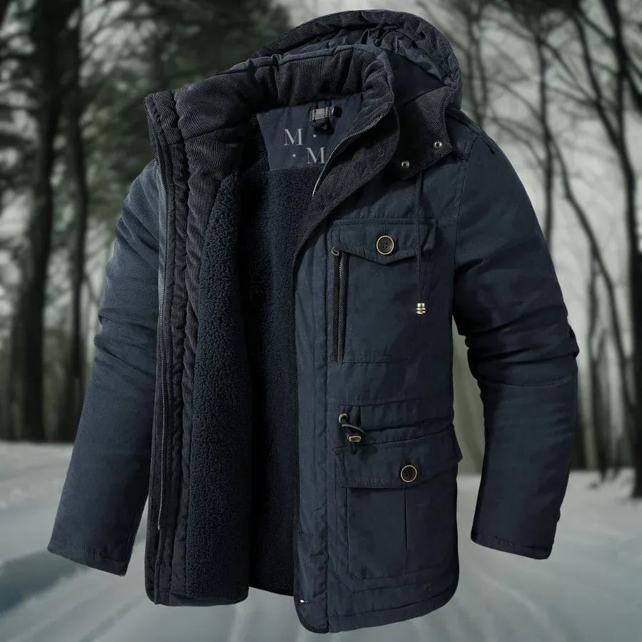Winddichte warme winterjas met isolerende voering en stijlvol ontwerp, perfect voor koude winterdagen