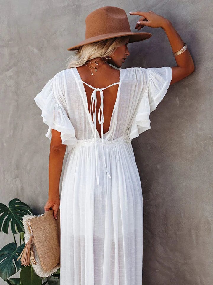 Witte lange strandjurk - Cheri