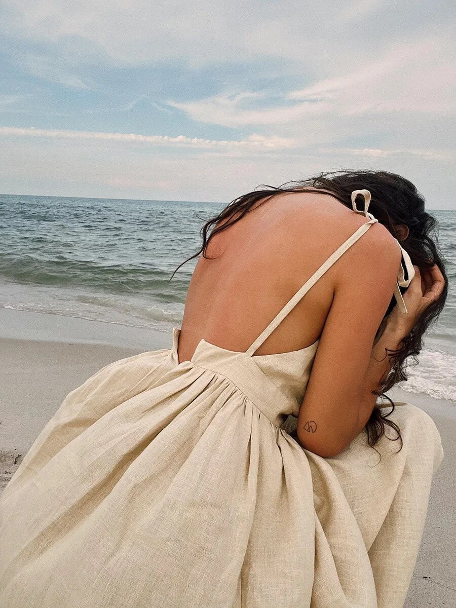 Vintage linnen strandjurk - Sila