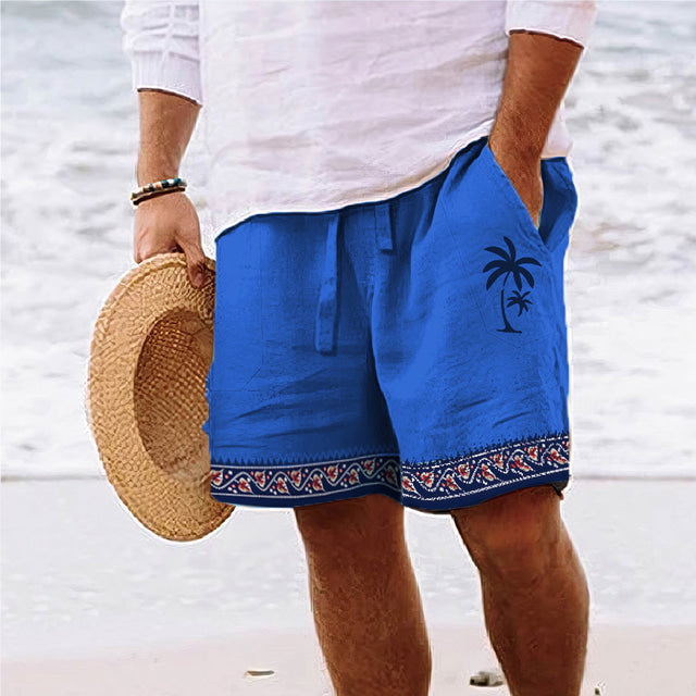 Lichtgewicht zomershort met tropische kokosnootprint voor heren.