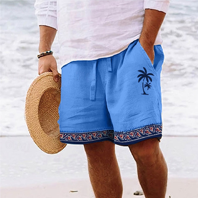Lichtgewicht zomershort met tropische kokosnootprint voor heren.