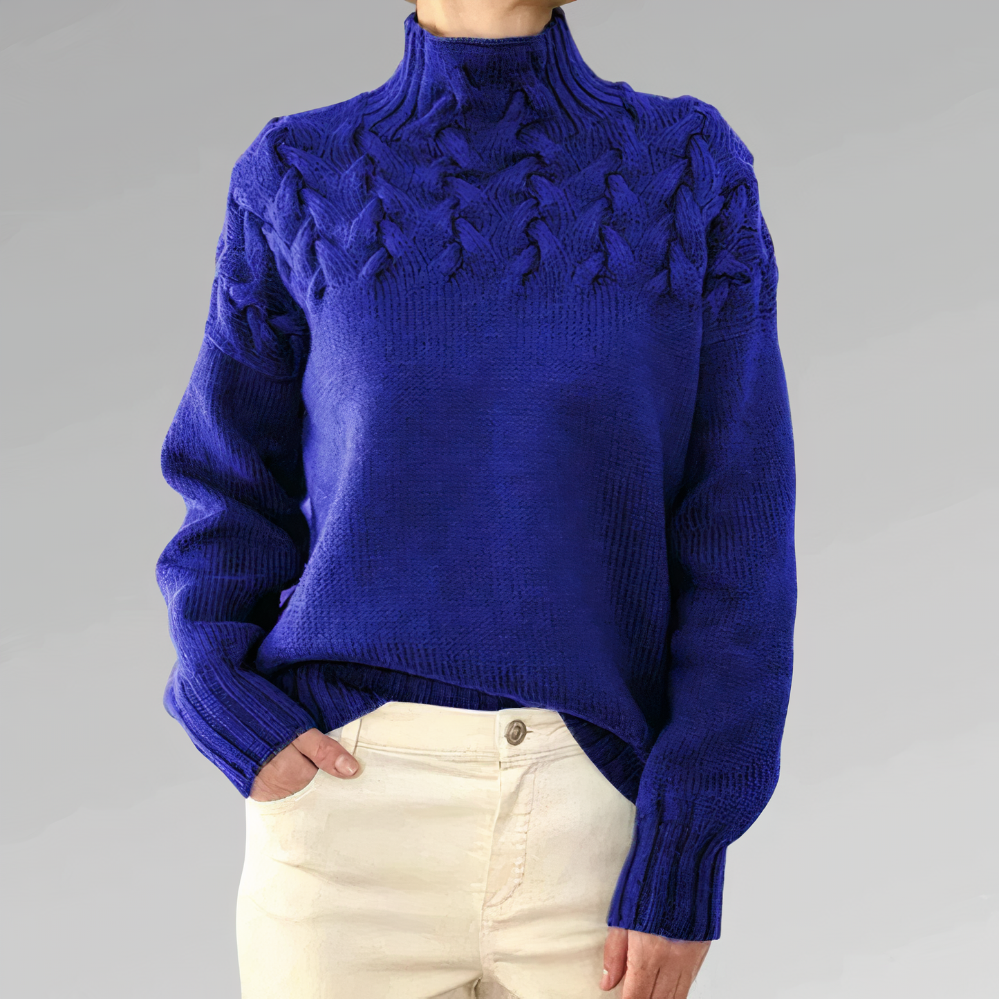 Chloe - Strickpullover Mit Zopfmuster Blau / S