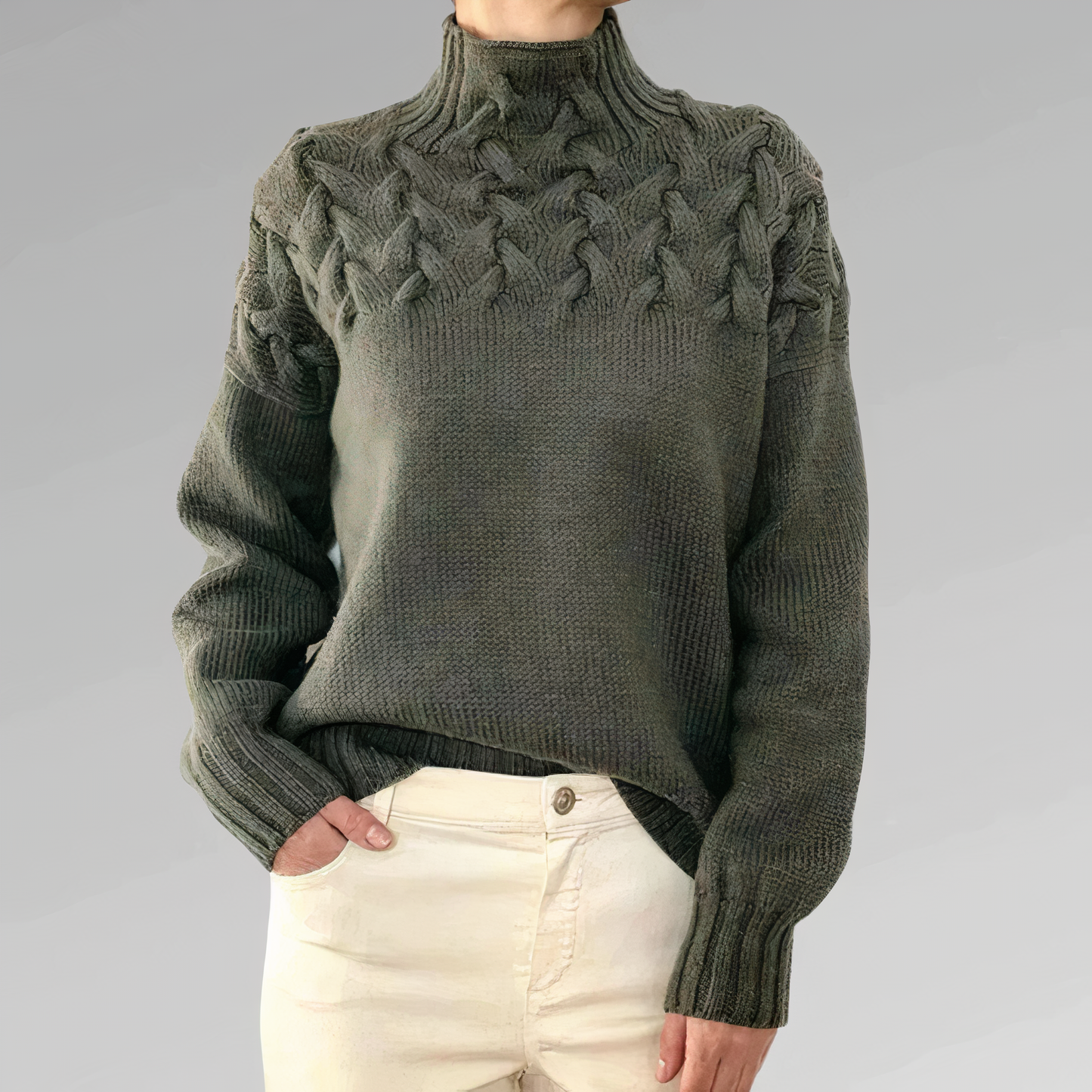 Chloe - Strickpullover Mit Zopfmuster Grau / S