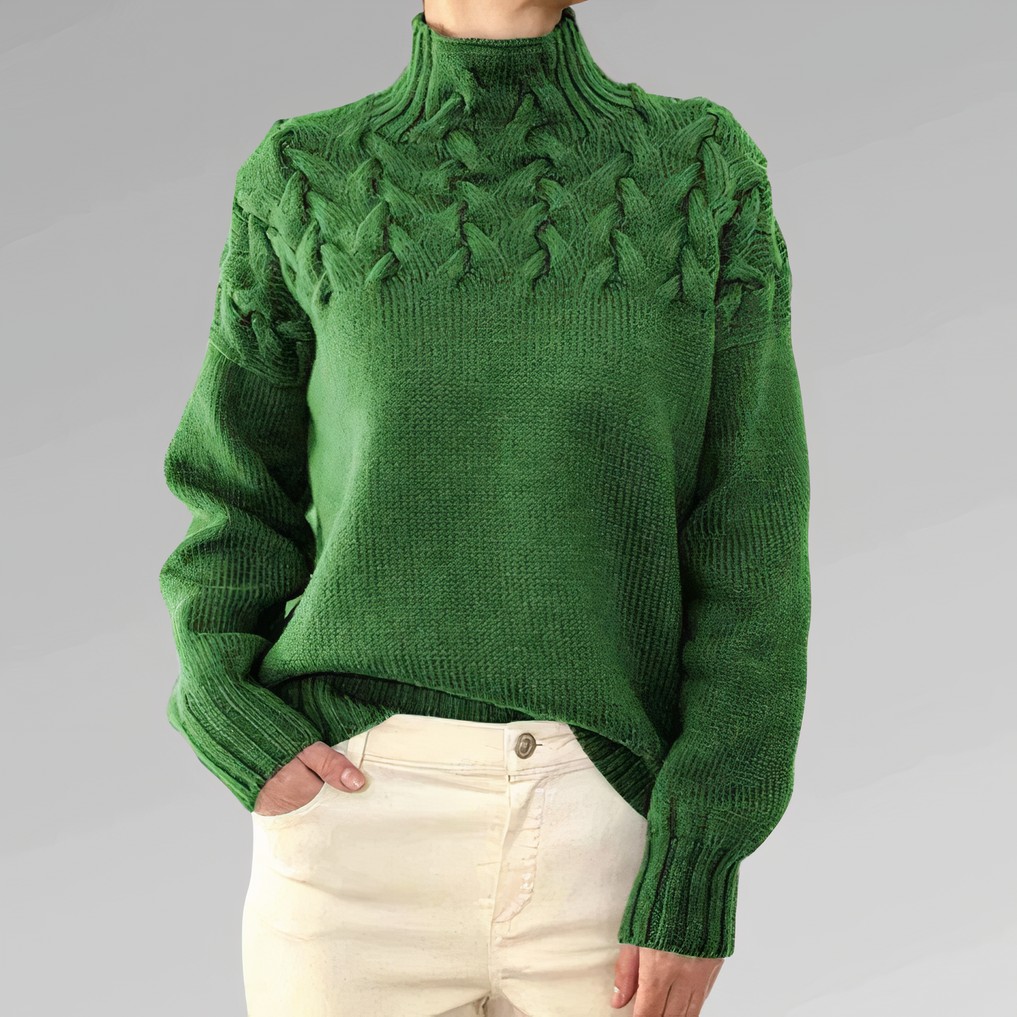 Chloe - Strickpullover Mit Zopfmuster Grün / S