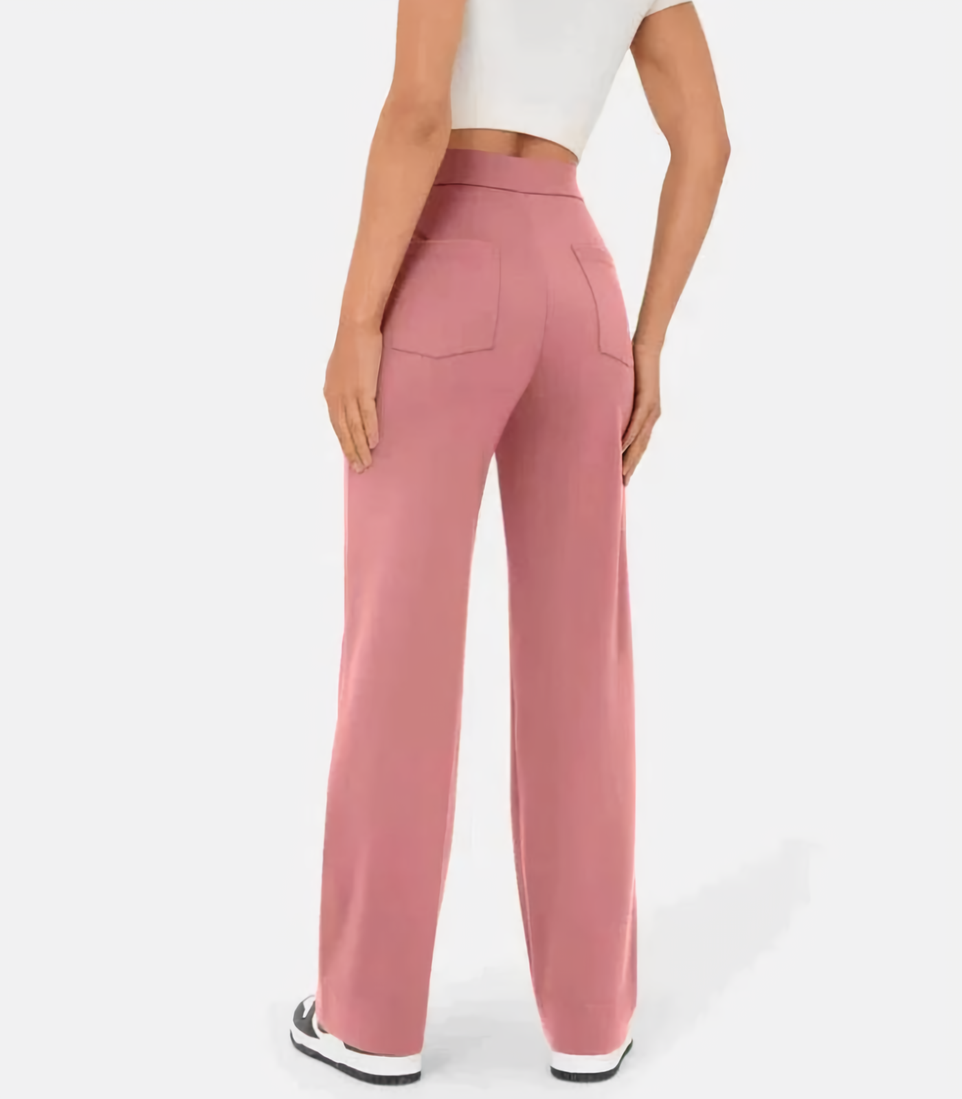 Elastische broek met hoge taille en knopen - Irma