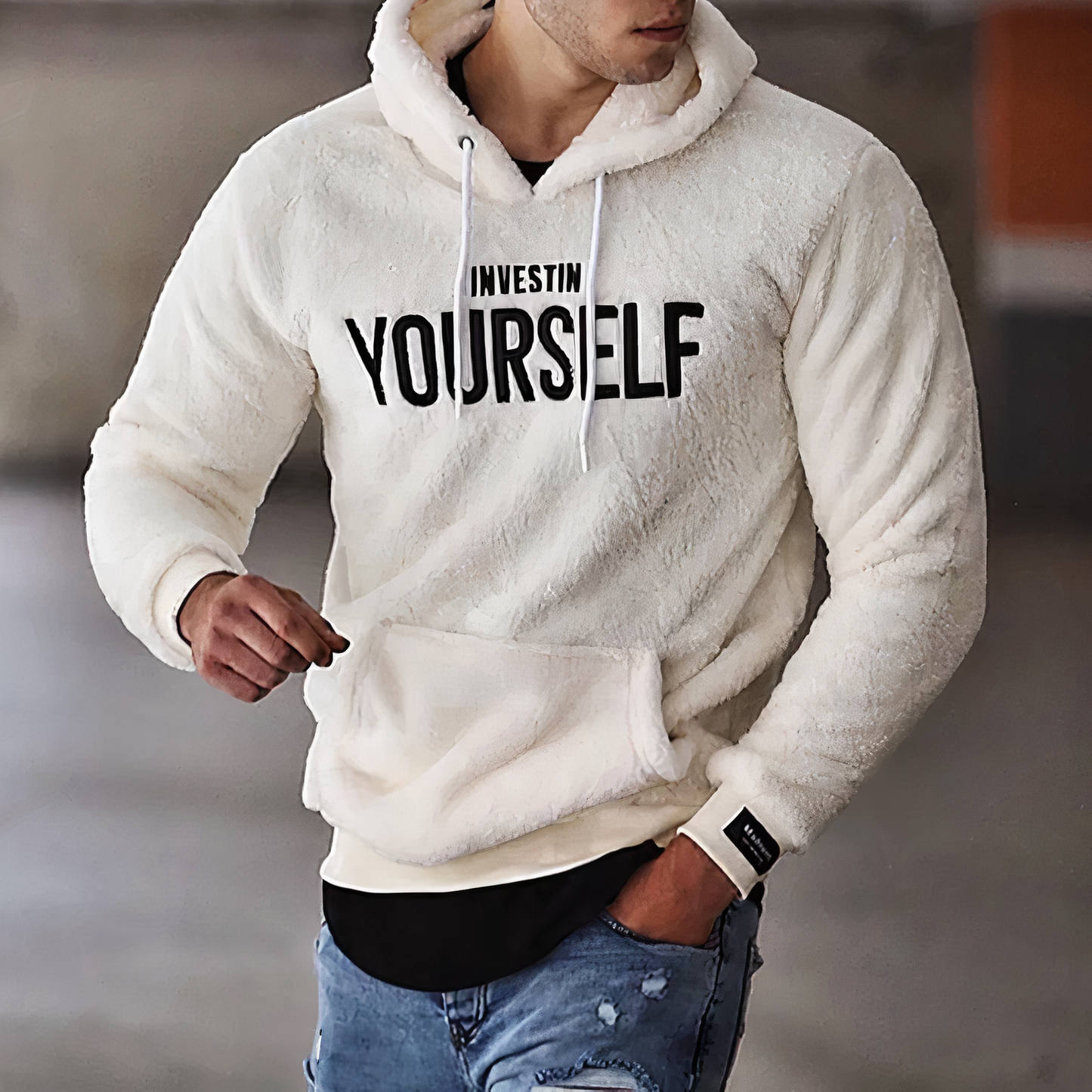 Pluche hoodie met borduursel - Javie