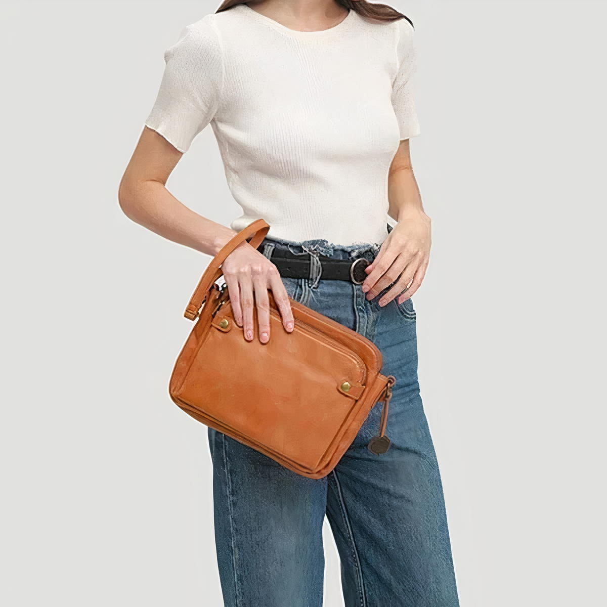 Drielaagse leren crossbodytas - Laila