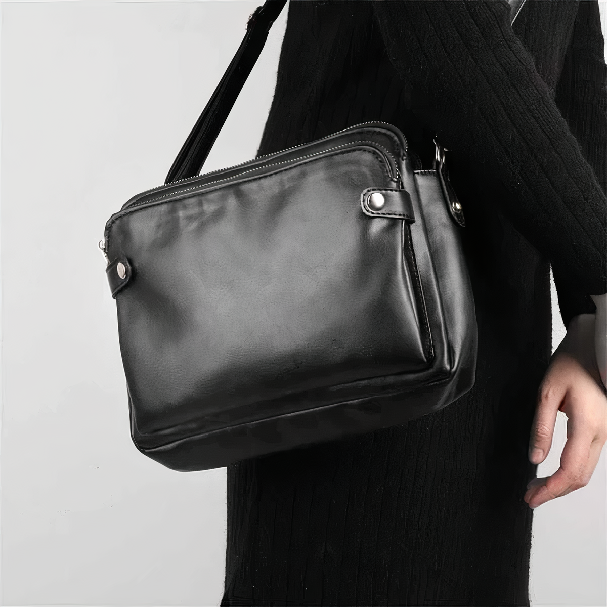 Drielaagse leren crossbodytas - Laila