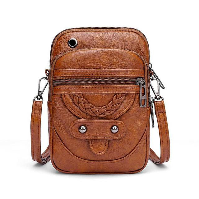 Vintage leren schoudertas - Jaida