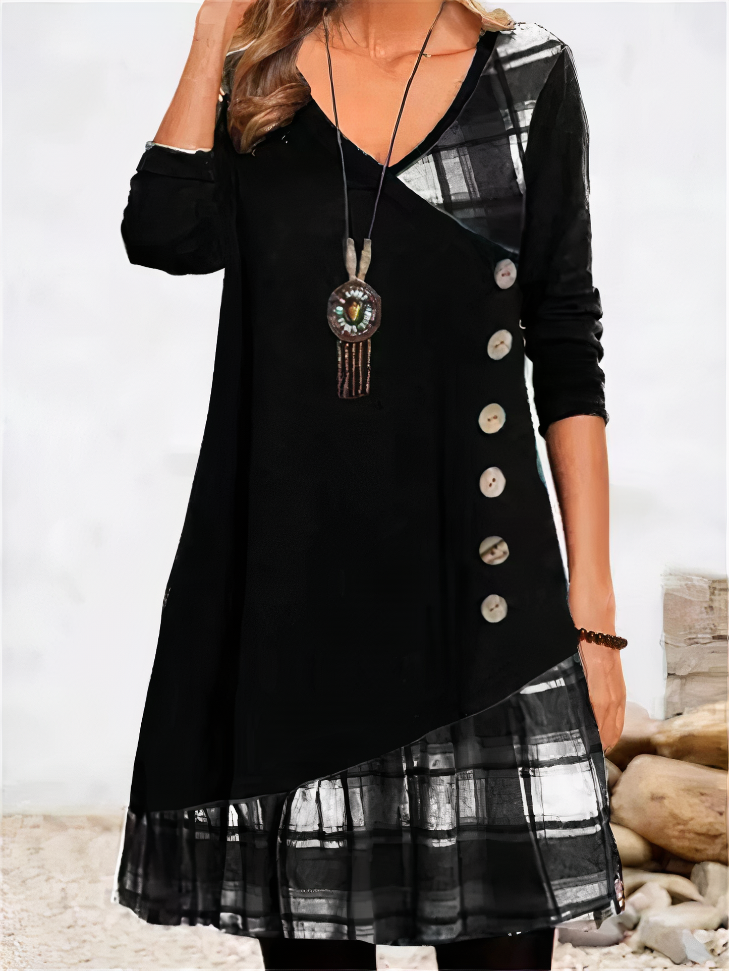 Vintage truienjurk met lange mouwen - Zayla