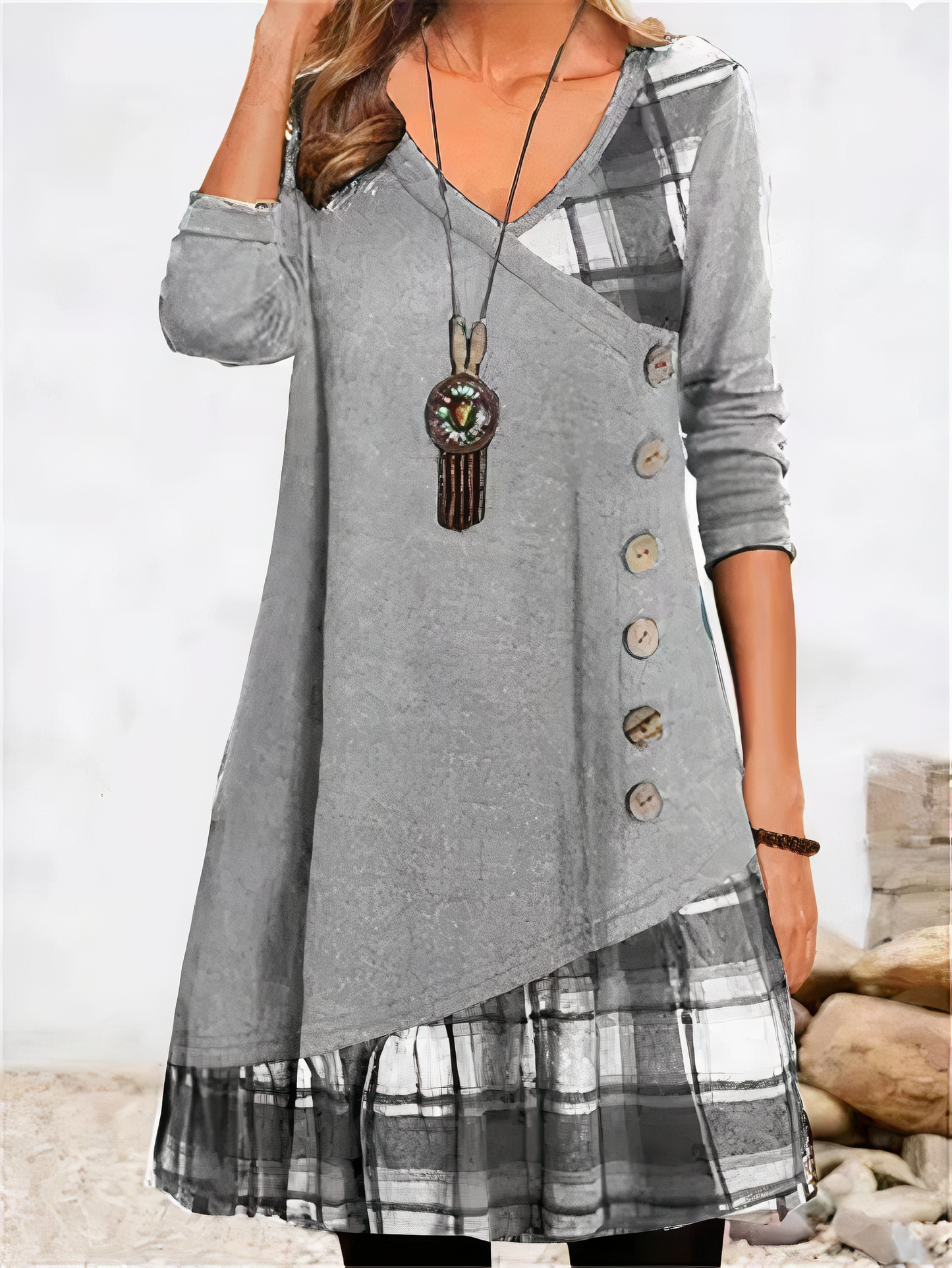 Vintage truienjurk met lange mouwen - Zayla