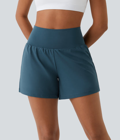 2-in-1 yogashort met hoge taille, achterzak en zijzak - Joci