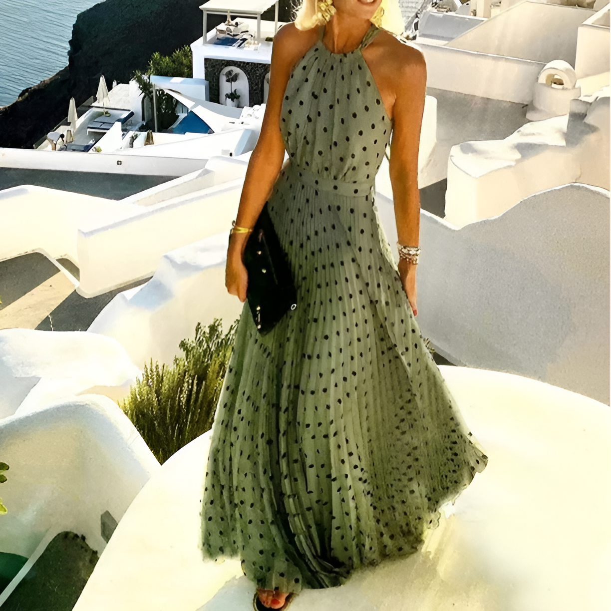 Boho maxi jurk met halternek - Kae