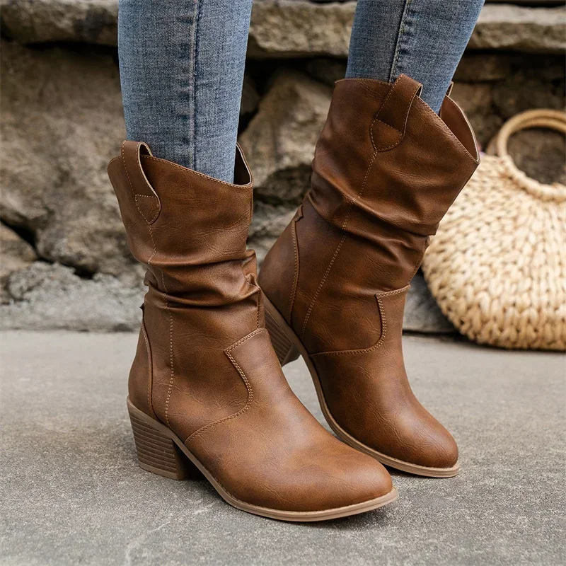 Lage cowboylaarzen vrouwen met blokhak - Lenna