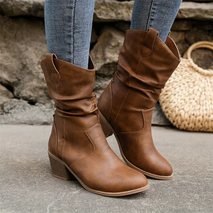 Lage cowboylaarzen vrouwen met blokhak - Lenna