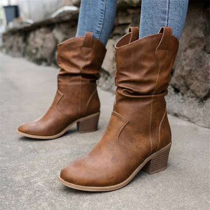 Lage cowboylaarzen vrouwen met blokhak - Lenna