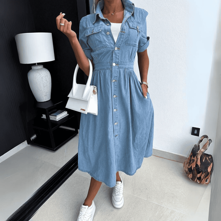 Stijlvolle denim midi-jurk - Joy