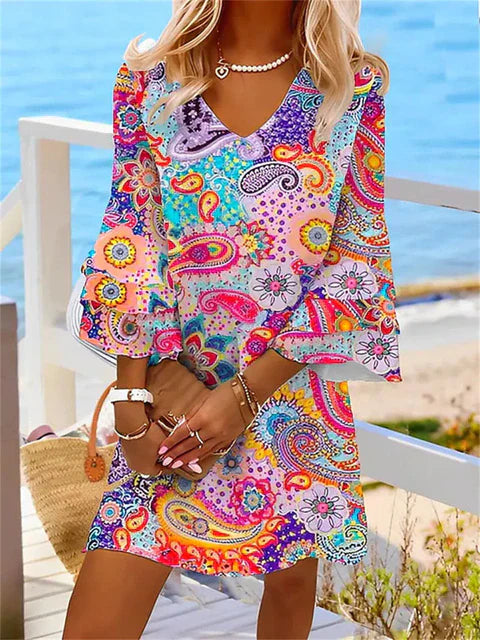 Kleurrijke zomerjurk met print - Carel
