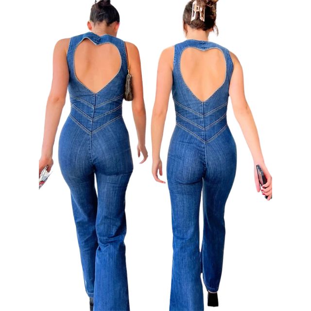 Retro denim jumpsuit met rits - Edel