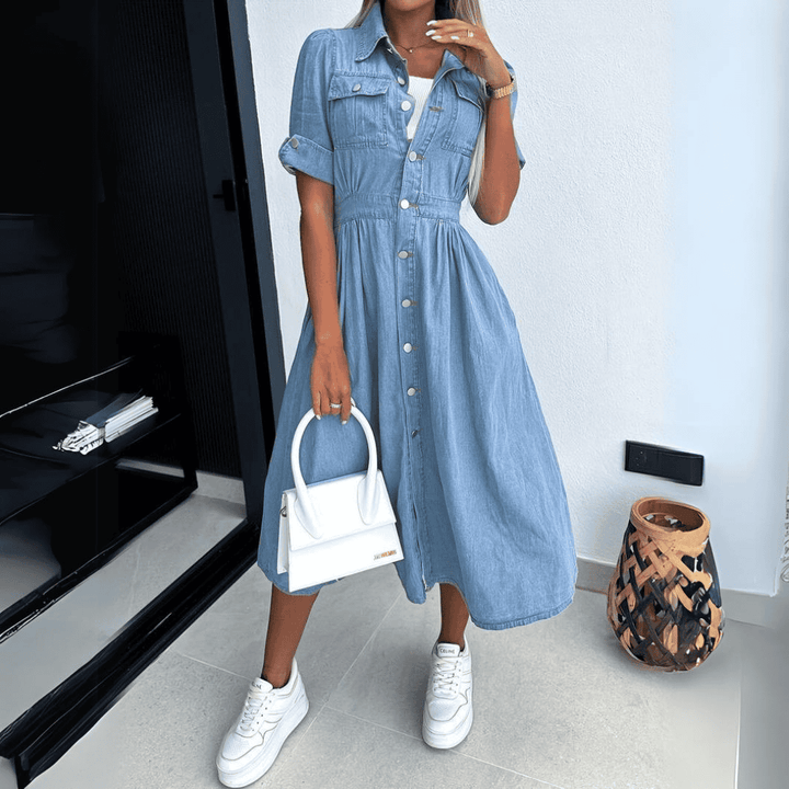 Stijlvolle denim midi-jurk - Joy