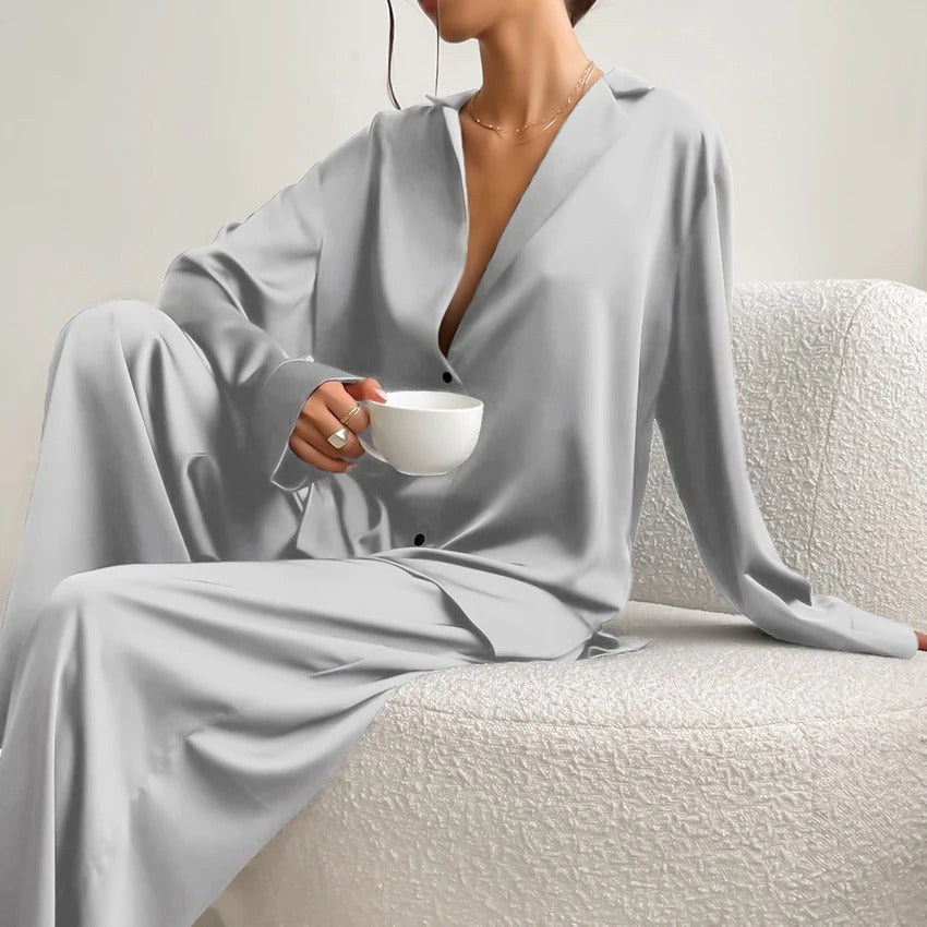 Zijdeachtige elegantie oversized pyjamaset - Belen