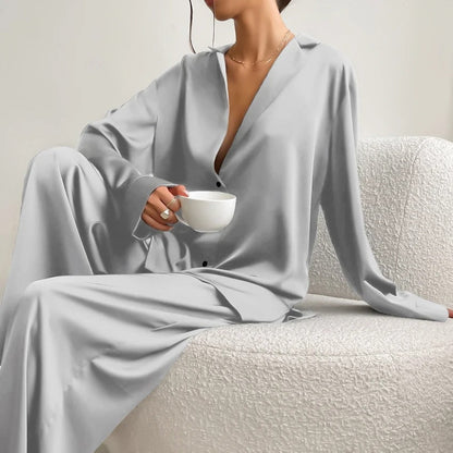 Zijdeachtige elegantie oversized pyjamaset - Belen