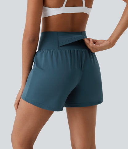 2-in-1 yogashort met hoge taille, achterzak en zijzak - Joci