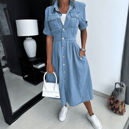 Stijlvolle denim midi-jurk - Joy