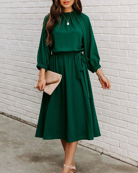 Elegante midi-jurk met ceintuur - Xeni
