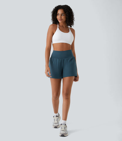 2-in-1 yogashort met hoge taille, achterzak en zijzak - Joci