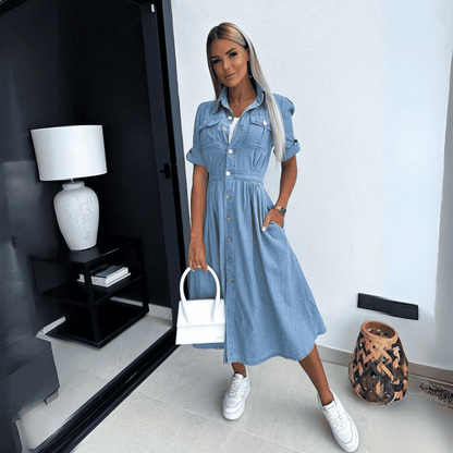 Stijlvolle denim midi-jurk - Joy