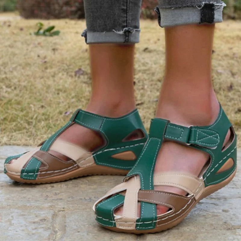 Leren sandalen in contrasterende kleuren - Lidia