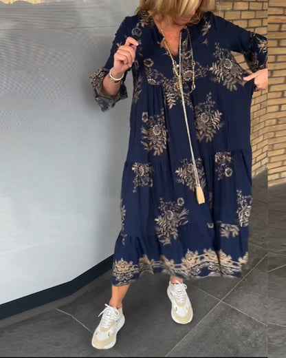Nieuwe vintage jurk met losse V-hals - Risa