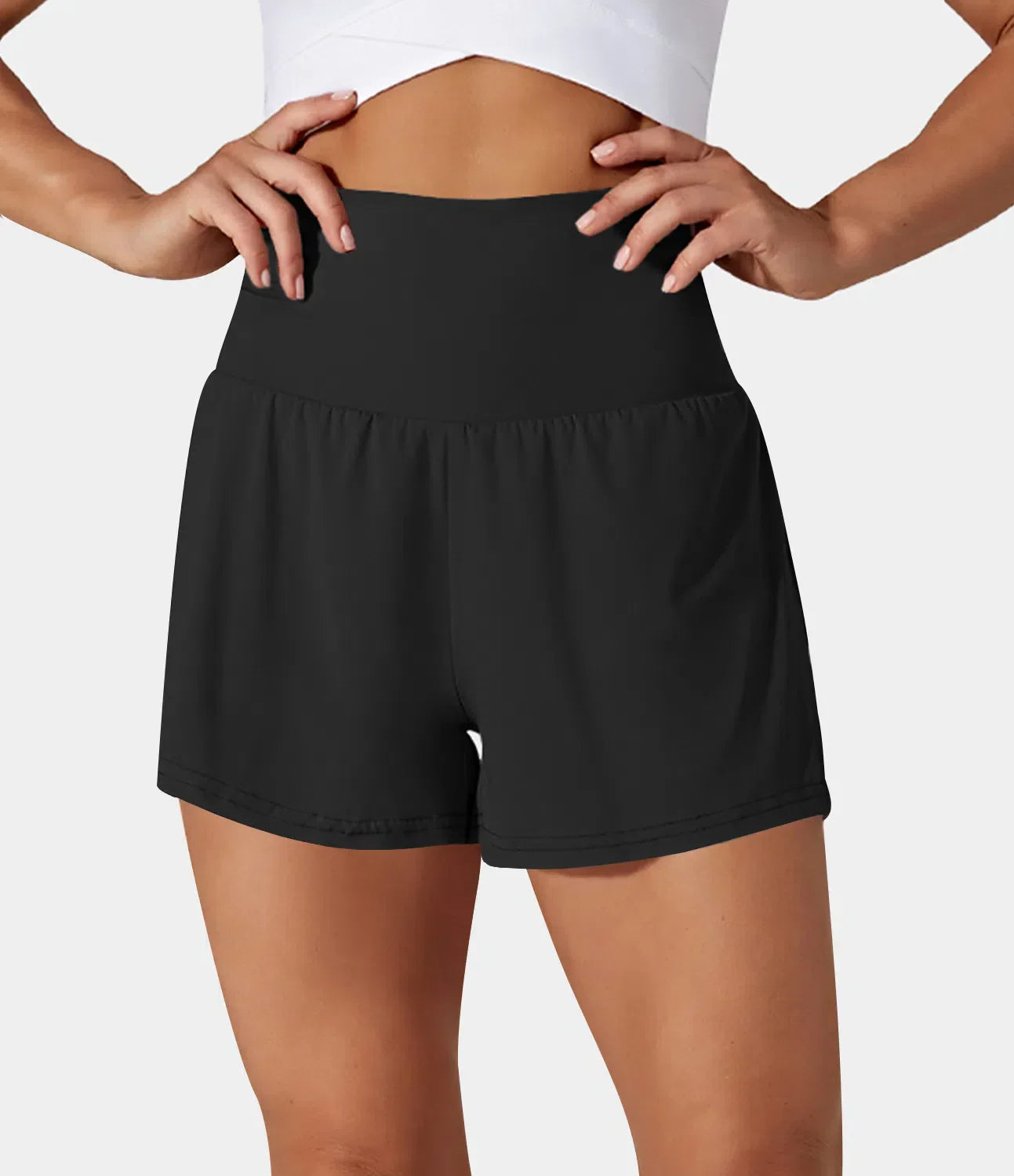 2-in-1 yogashort met hoge taille, achterzak en zijzak - Joci