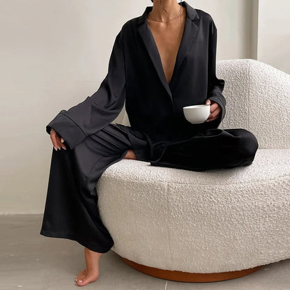 Zijdeachtige elegantie oversized pyjamaset - Belen