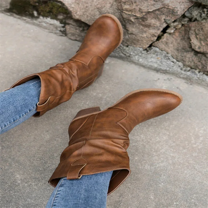 Lage cowboylaarzen vrouwen met blokhak - Lenna