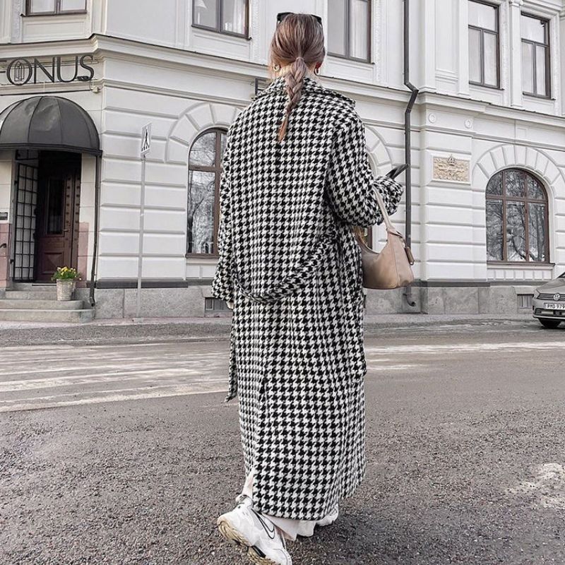 Dames trenchcoat met houndstooth patroon - Brigit