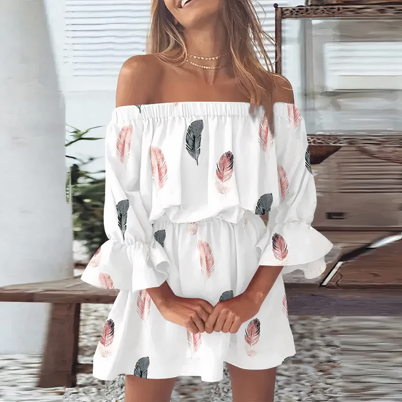 Elegante off-the-shoulder jurk - Ema