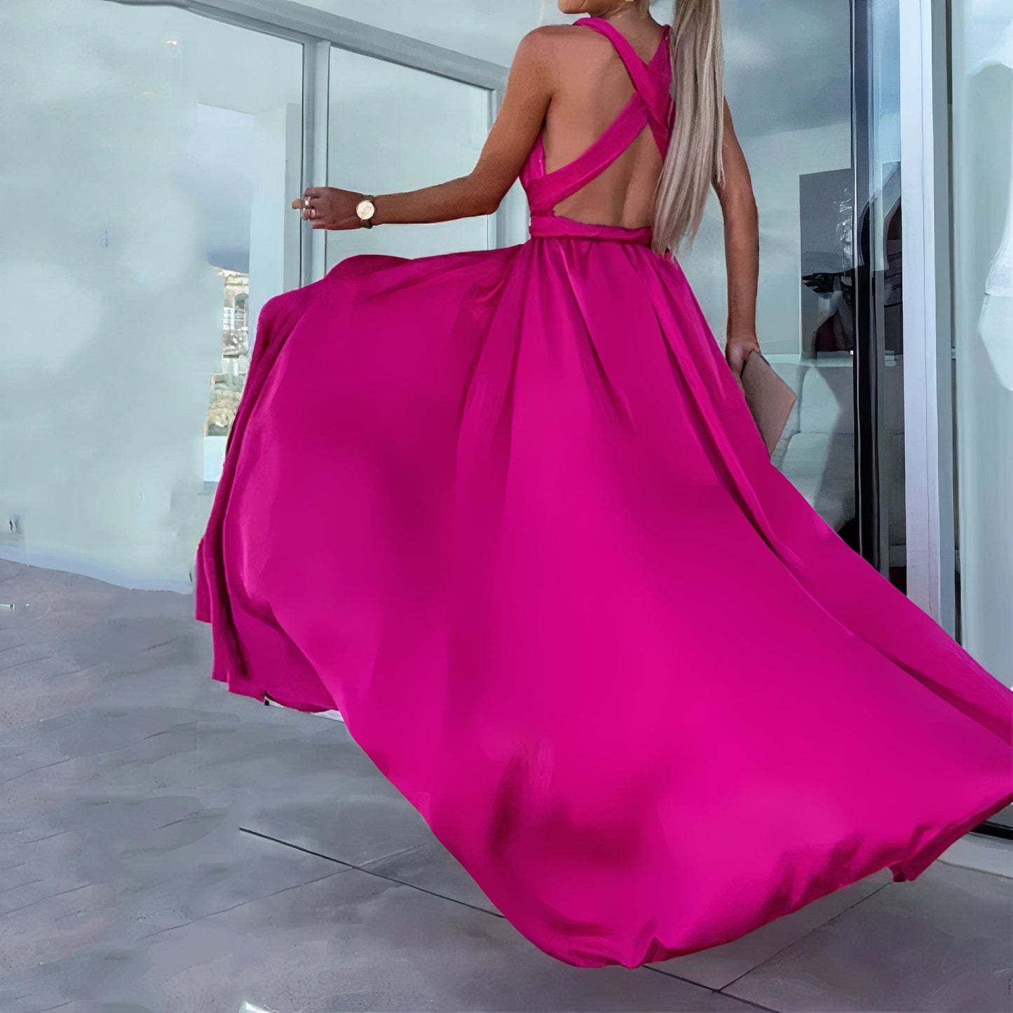 Roze maxi jurk - Fina