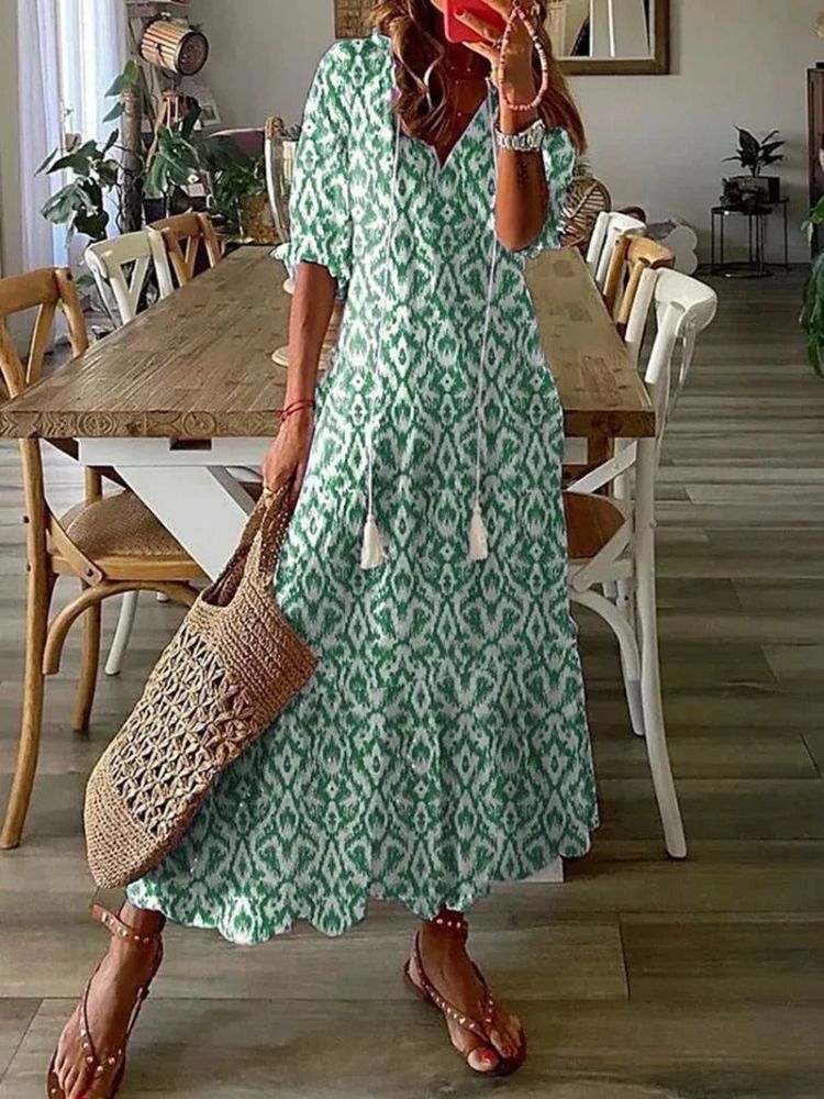 Gebloemde fluwelen maxi jurk - Lesha