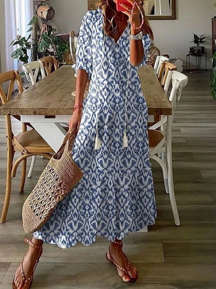 Gebloemde fluwelen maxi jurk - Lesha