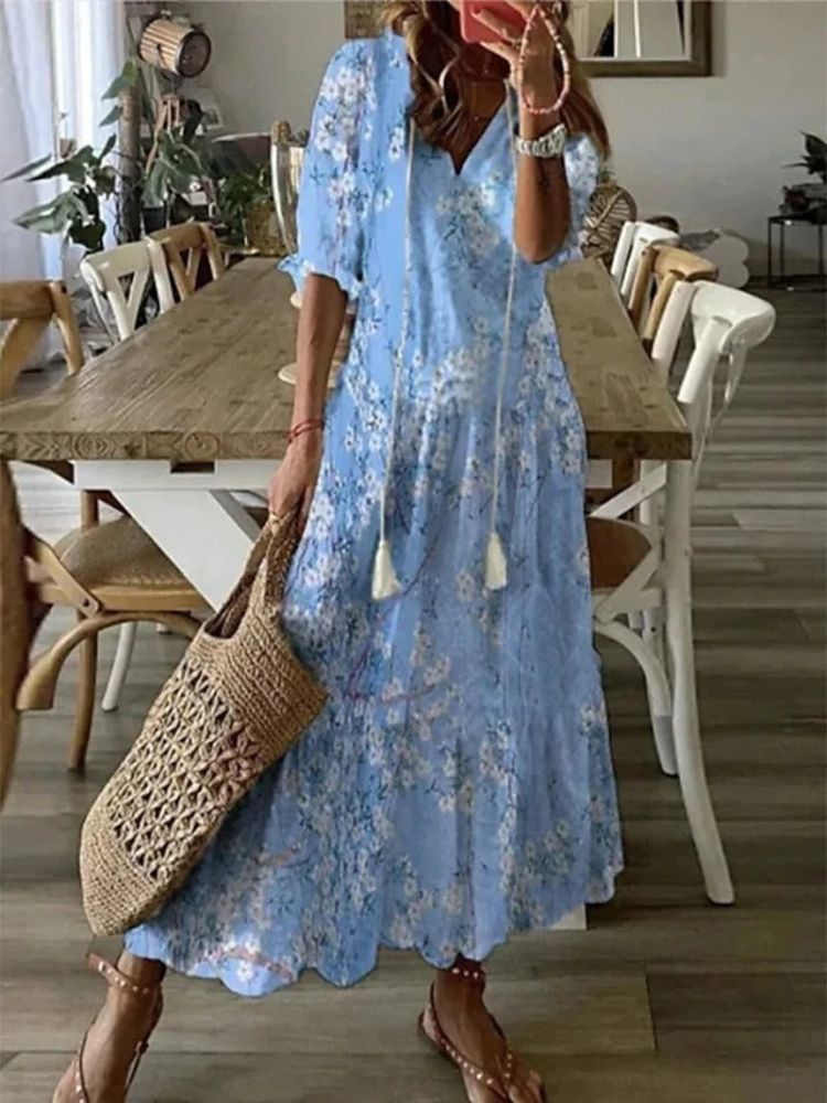 Gebloemde fluwelen maxi jurk - Lesha
