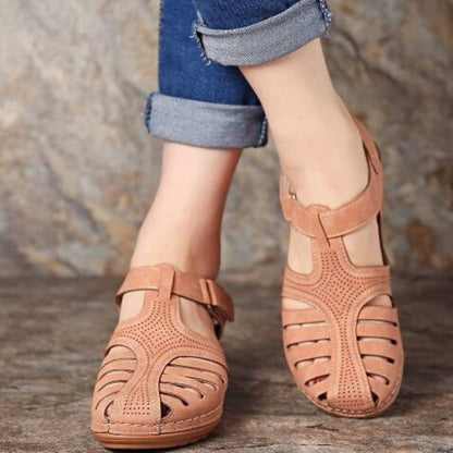 Lederen sandalen in vintage stijl - Mele