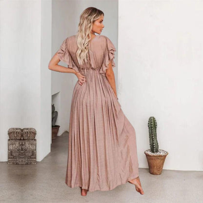 Taupekleurige maxi boho jurk - Miv