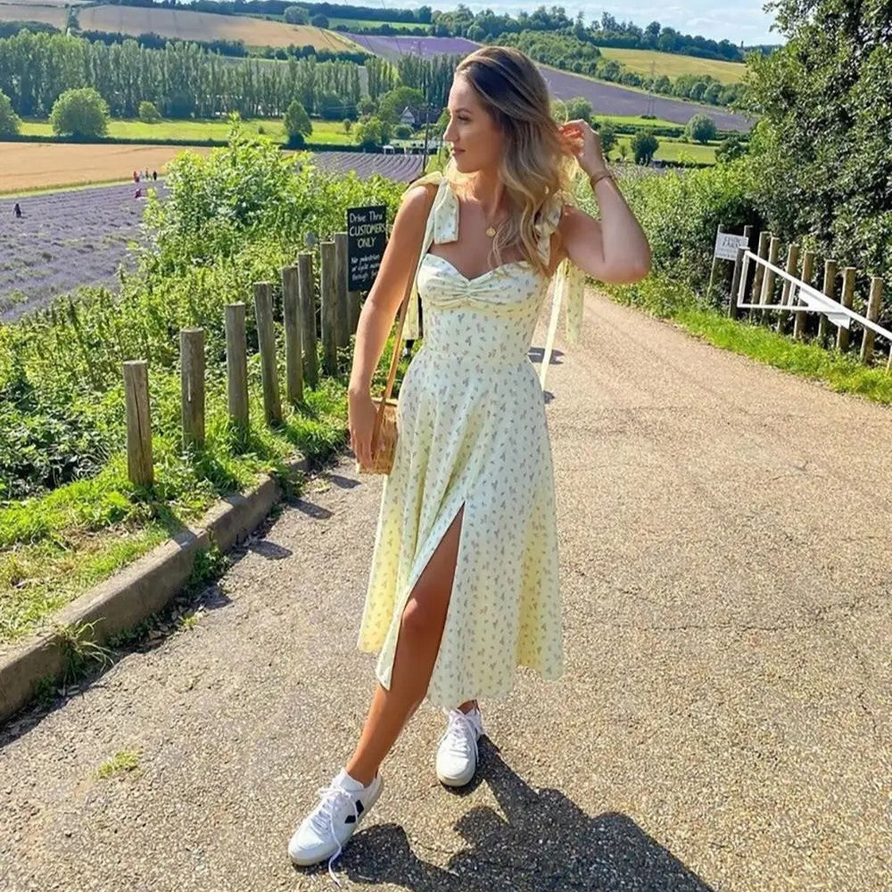 Midi zomerjurk met madeliefjesprint - Basha