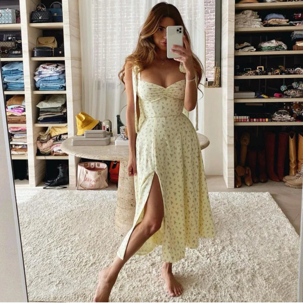 Midi zomerjurk met madeliefjesprint - Basha