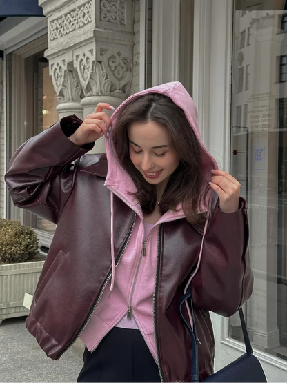 Leren damesjack voor herfst en winter - Aisha