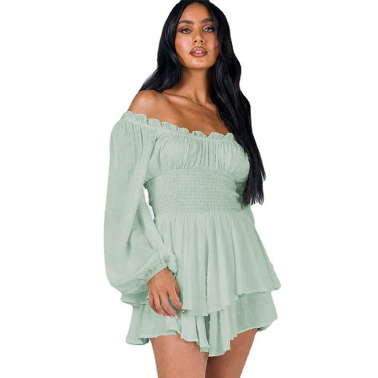 Off-shoulder jurk met ruches - Haven