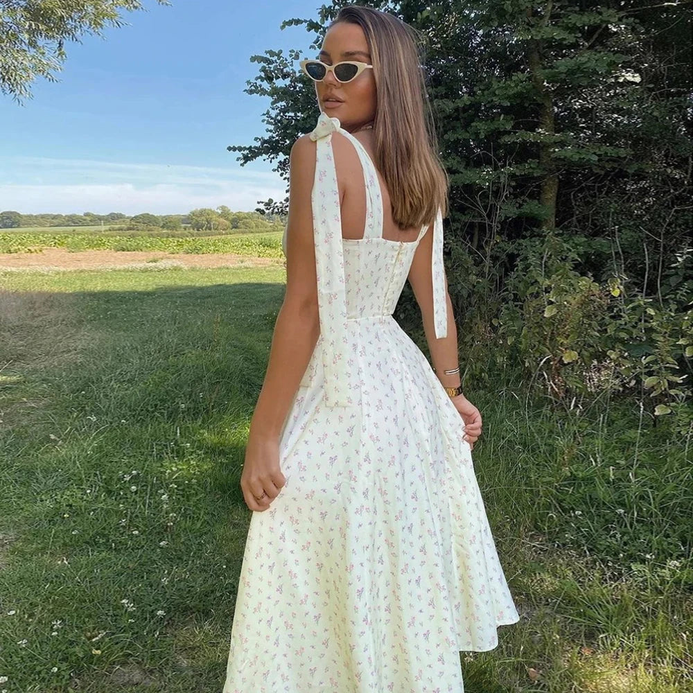 Midi zomerjurk met madeliefjesprint - Basha