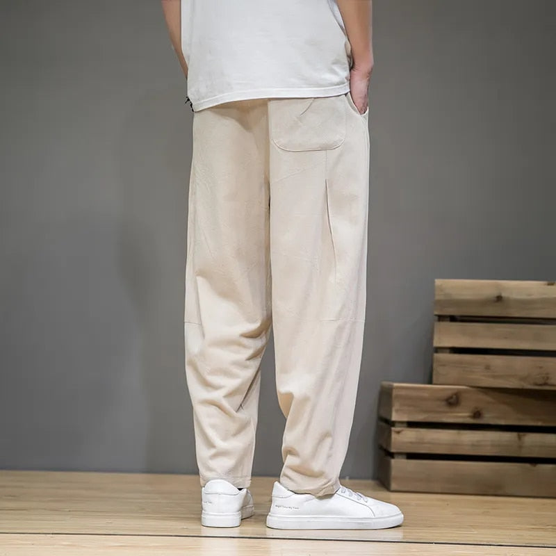 Taupekleurige casual linnen broek - Idan